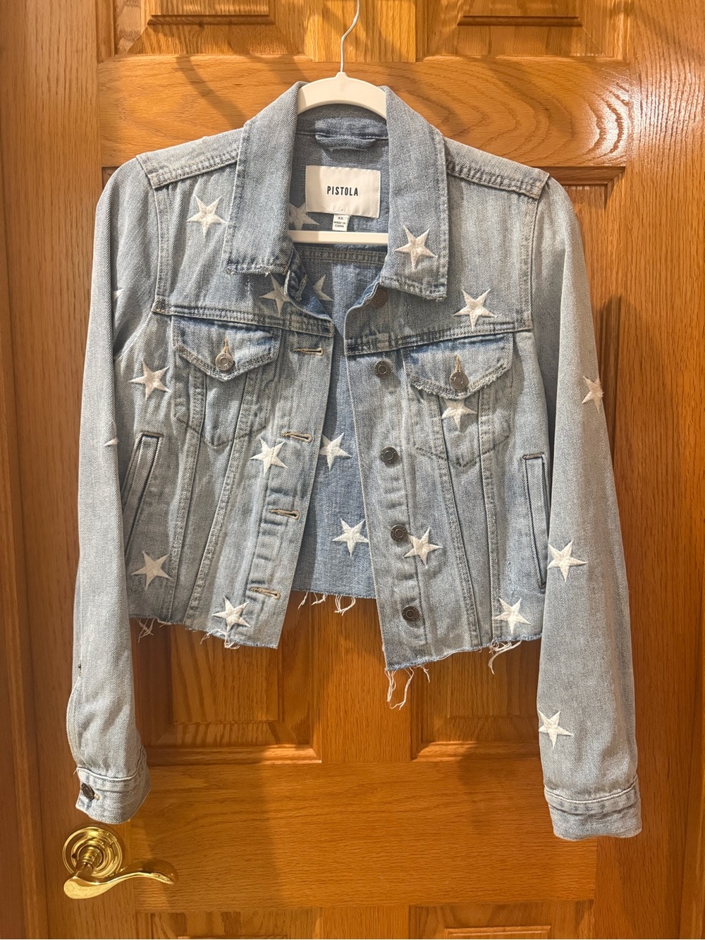 pistola Light Blue Star-Embroidered Denim Jacket